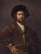 REMBRANDT Harmenszoon van Rijn Portrait of a man with arms akimbo oil painting reproduction
